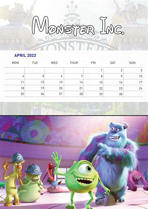 Free Printable Disney Calendar 2022